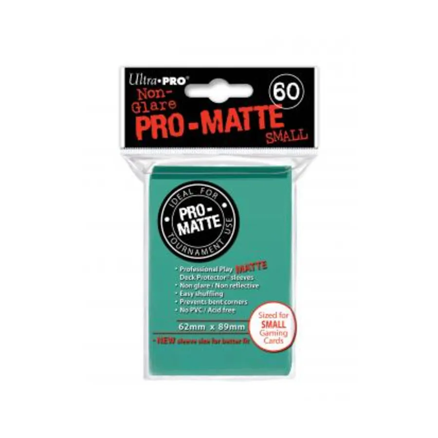 

Матовые небликующие обложки для карточек Pro-Matte, цвета морской волны, уменьшенного размера, Card Sleeves - Undersized (Ultra Pro)