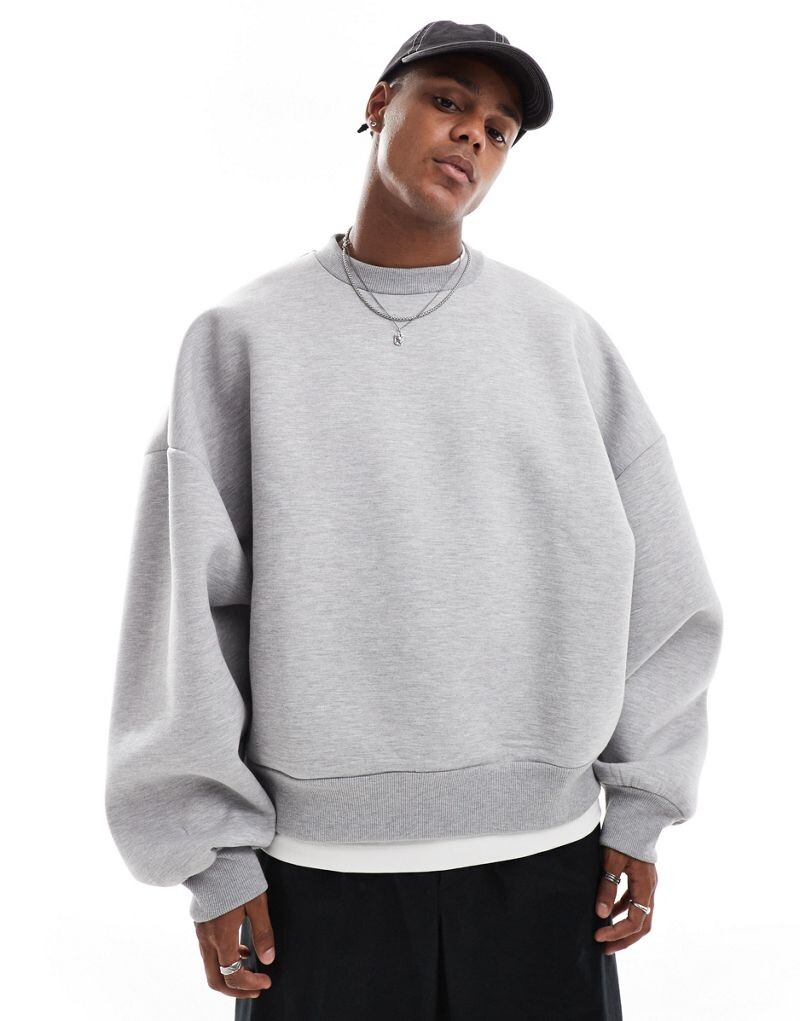 

ASOS DESIGN — серая меланжевая толстовка экстремального размера oversize из плотного дайверского материала