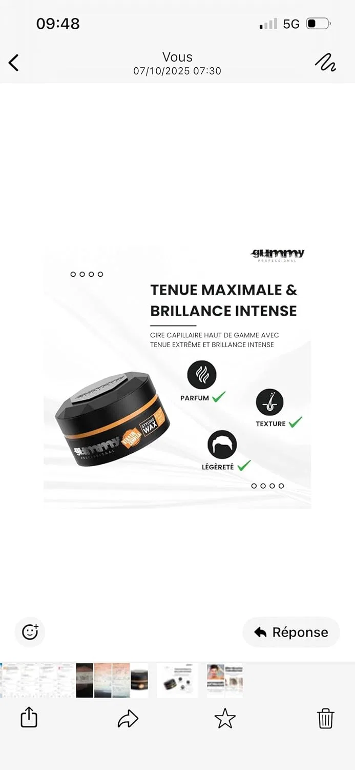 Профессиональный стайлинг-воск Gummy Professional Matt Black, 150 мл Générique