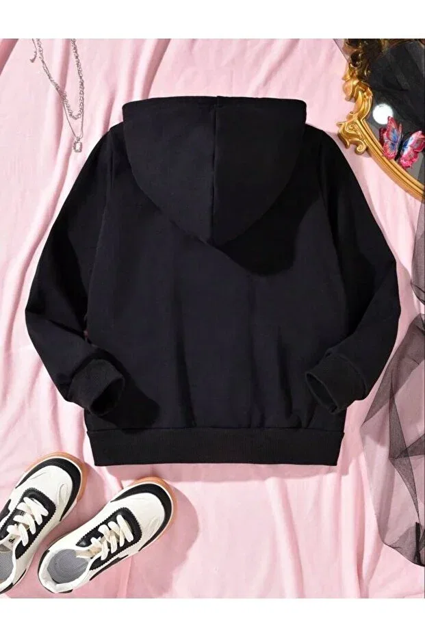 Детский кардиган на молнии с принтом Heart butterflies cotton kids zip cardigan Modaberry, Black — фото 2