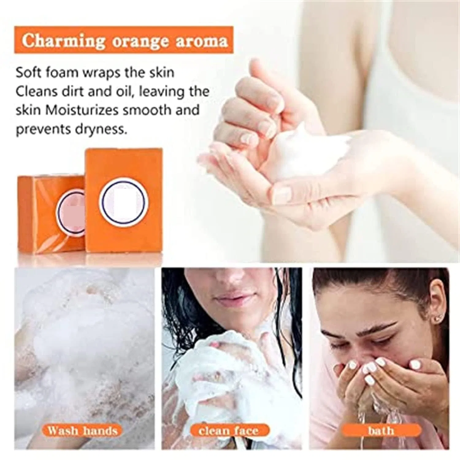 Мыло для лица и тела Orange Kojic Acid Soap, Lovelycat, 1 г, Белый — фото 3