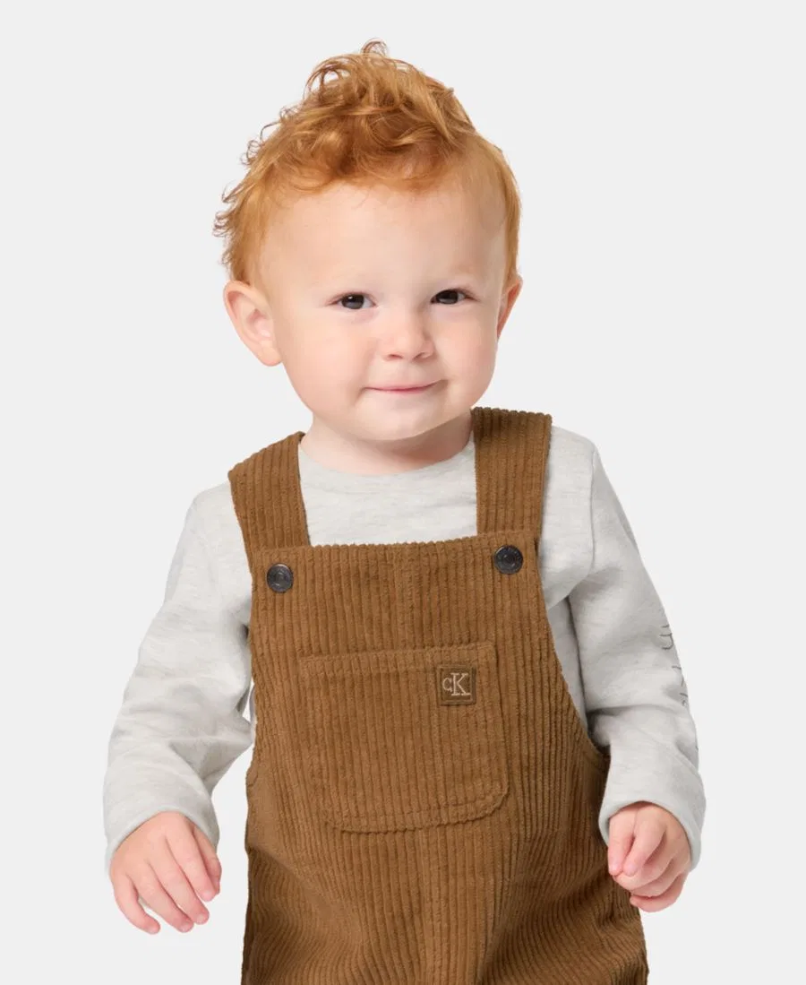 Комплект из боди с длинным рукавом и комбинезона без рукавов Calvin Klein, Taupe — фото 3