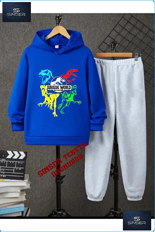Детский комплект для девочек с принтом Jurassic World Dinzr Ss Sinser, Blue/Gray