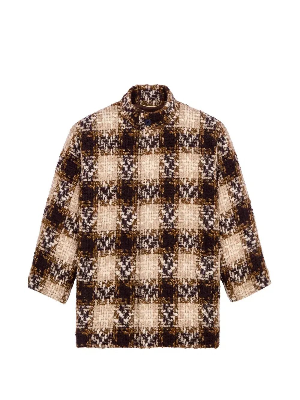 Короткое пальто из твида в клетку Saint Laurent, бежевый