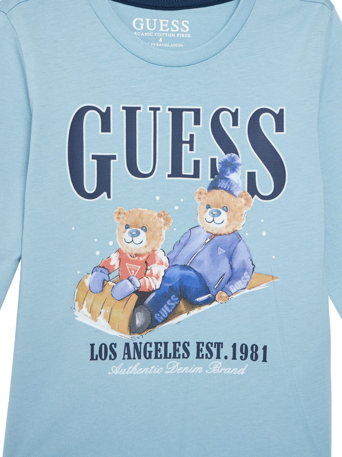 Лонгслив небесно-голубого цвета стандартного кроя для мальчика Guess, голубой — фото 3