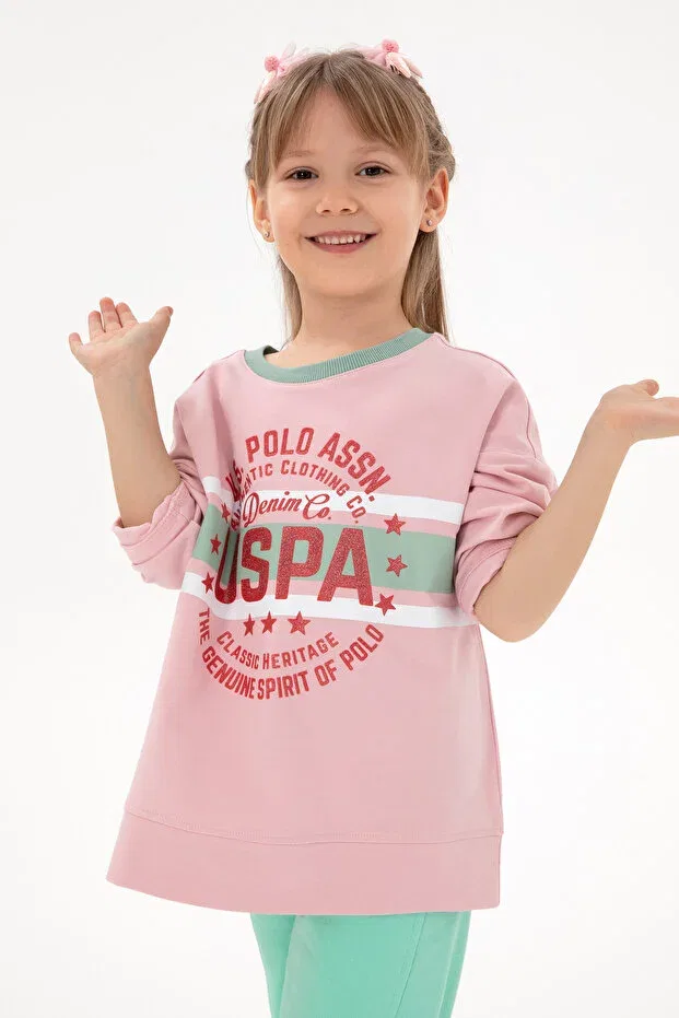 Детские свитшот для девочек с круглым вырезом U.S. Polo Assn., Pink — фото 2