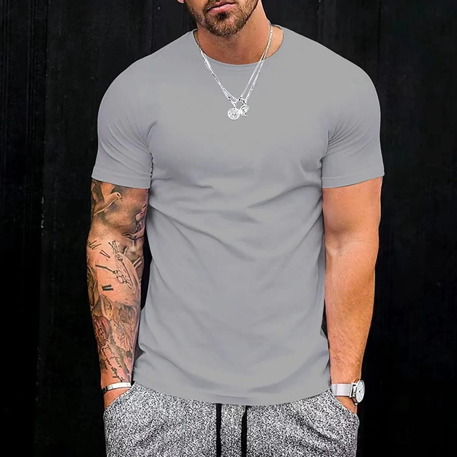 Мужская футболка для тренировок Slim Fit, Grey — фото 2