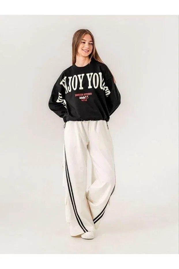 Детское худи для девочек с принтом Oversize Zekids, Black Ecrow — фото 2