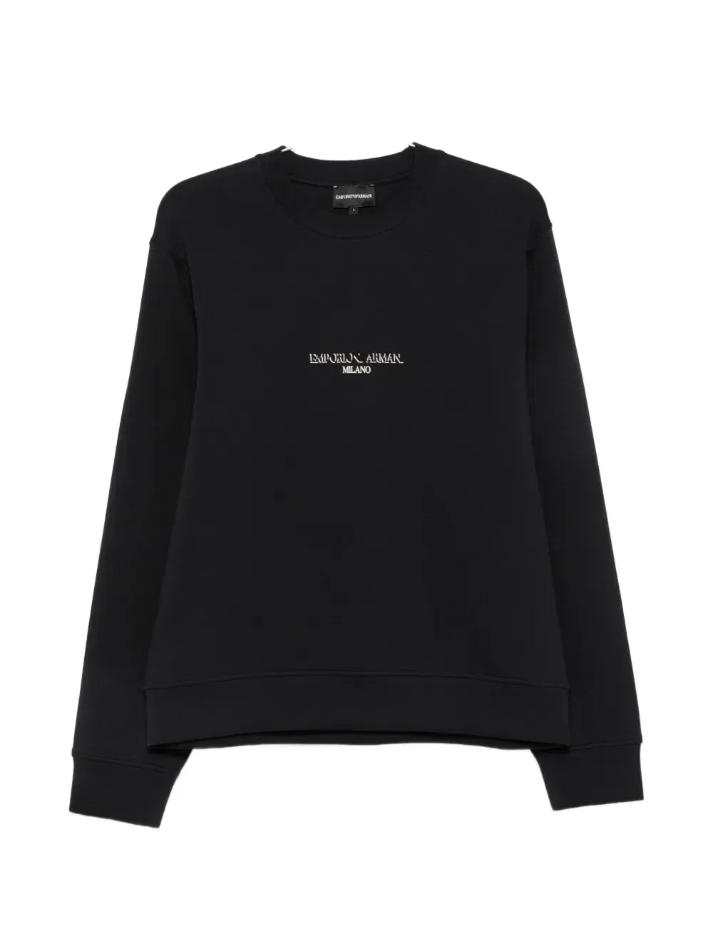 Хлопковый свитшот с принтом логотипа Emporio Armani, черный