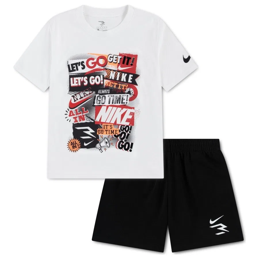 Комплект из футболки и шорт Nike RWB Collage Tee Terry Short Set, Белый
