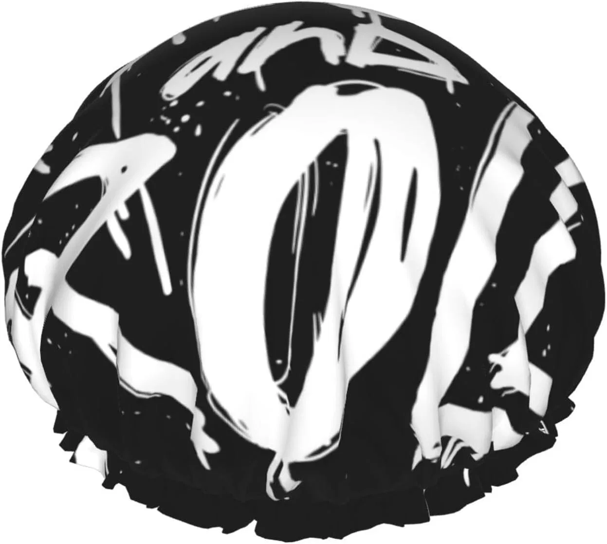 Двухслойная многоразовая шапочка для душа, SFQEVHRZ, 150 г, Black and White Rock 'n' Roll Tattoo Print