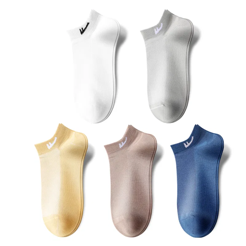 Детские носки-невидимки с принтом Warrior, 5 пар, White Light Gray Light Yellow Umber Sky Blue — фото 4