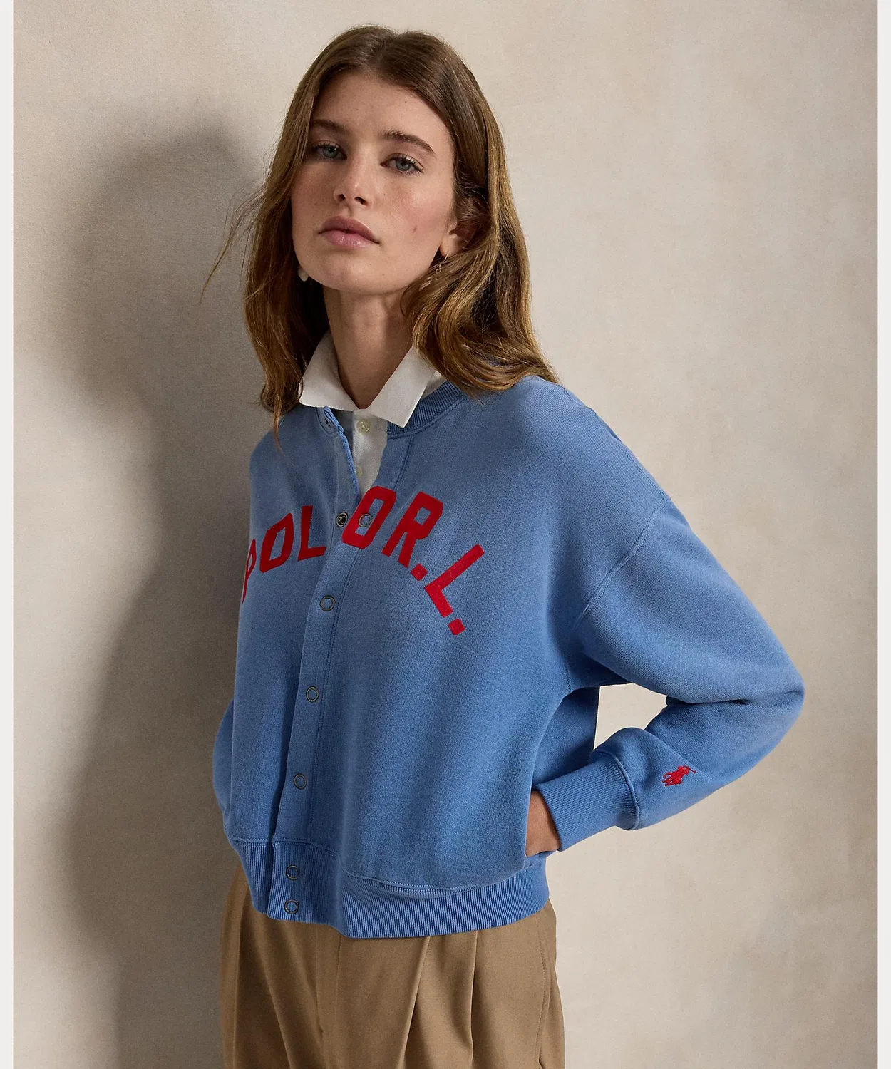 Женский кардиган из флиса с принтом Polo R.L. POLO RALPH LAUREN, Blue
