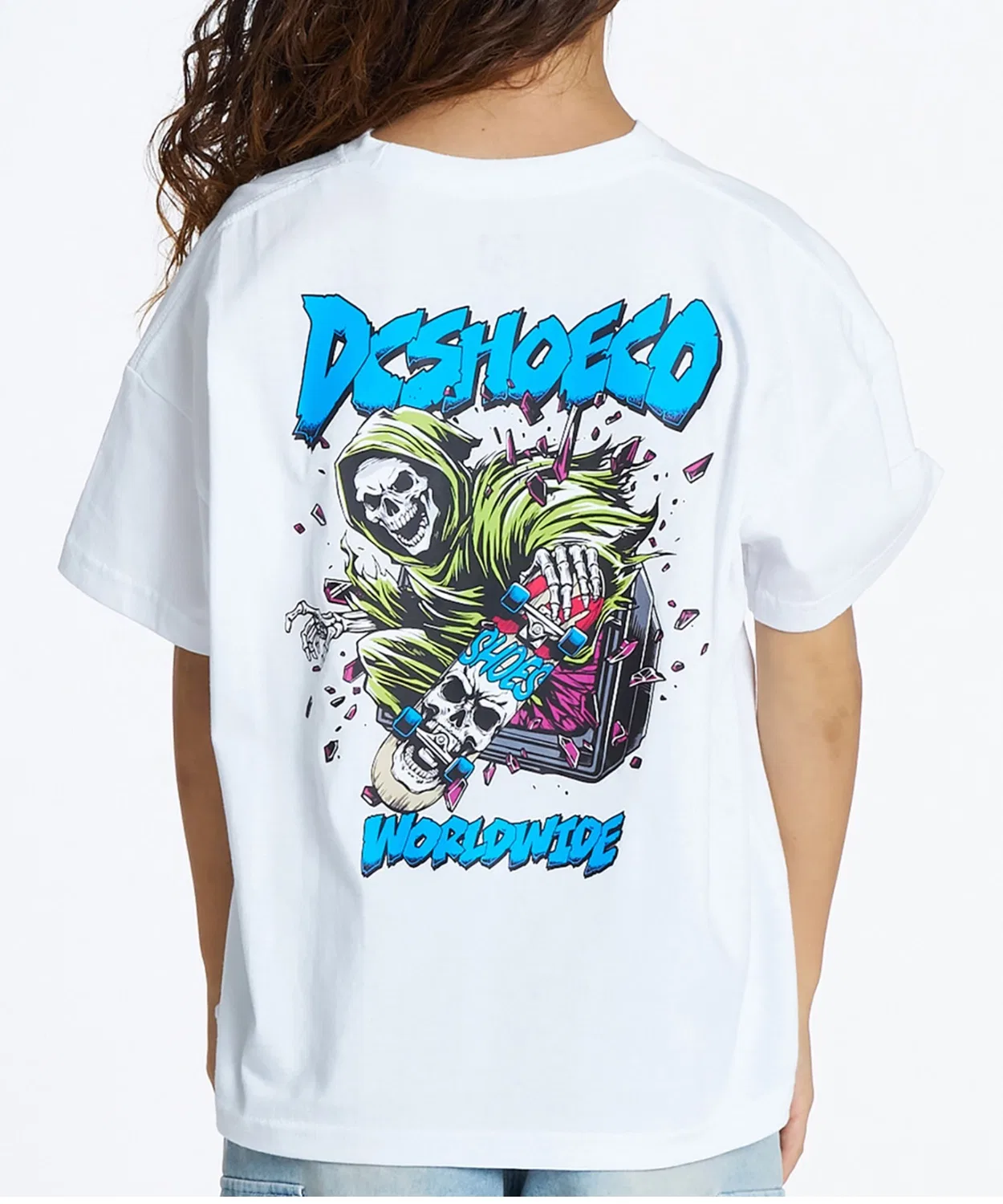 Детская футболка с принтом DC 26 KD CLASH SKULL SS, White