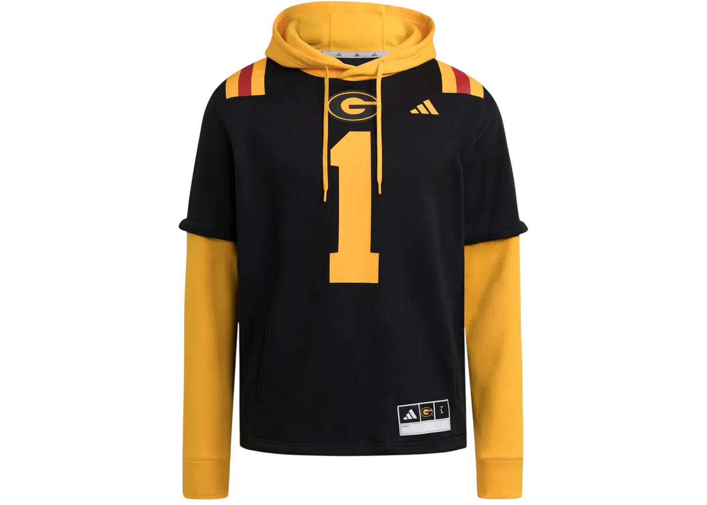 Мужская худи с длинным рукавом Adidas Tigers Jersey Hoodie Grambling State, Grambling State Black Team Colleg Gold