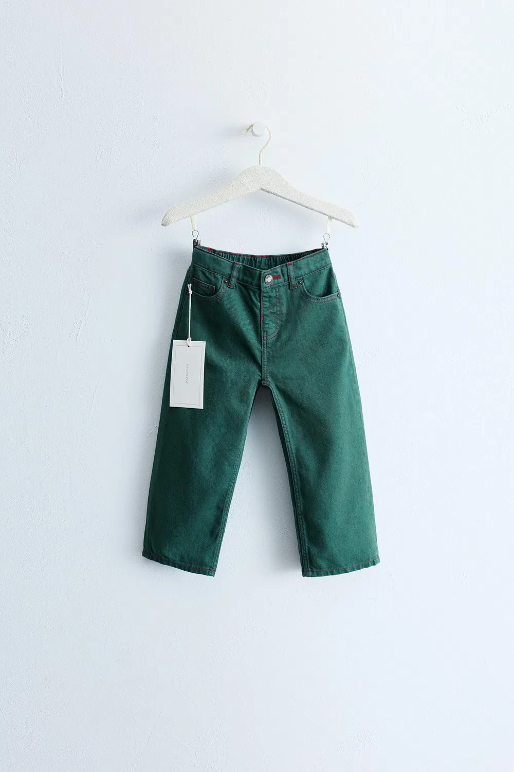 ZARA TIMELESS - Прямые брюки из саржи с контрастной строчкой, Mid-green