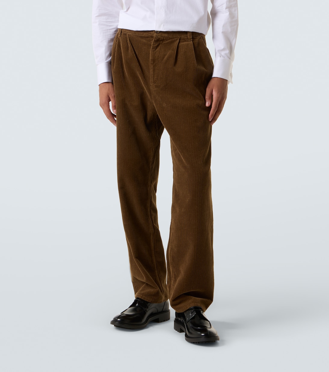 Хлопковые вельветовые брюки с широкими штанинами Saint Laurent, Cinnamon Beige — фото 3