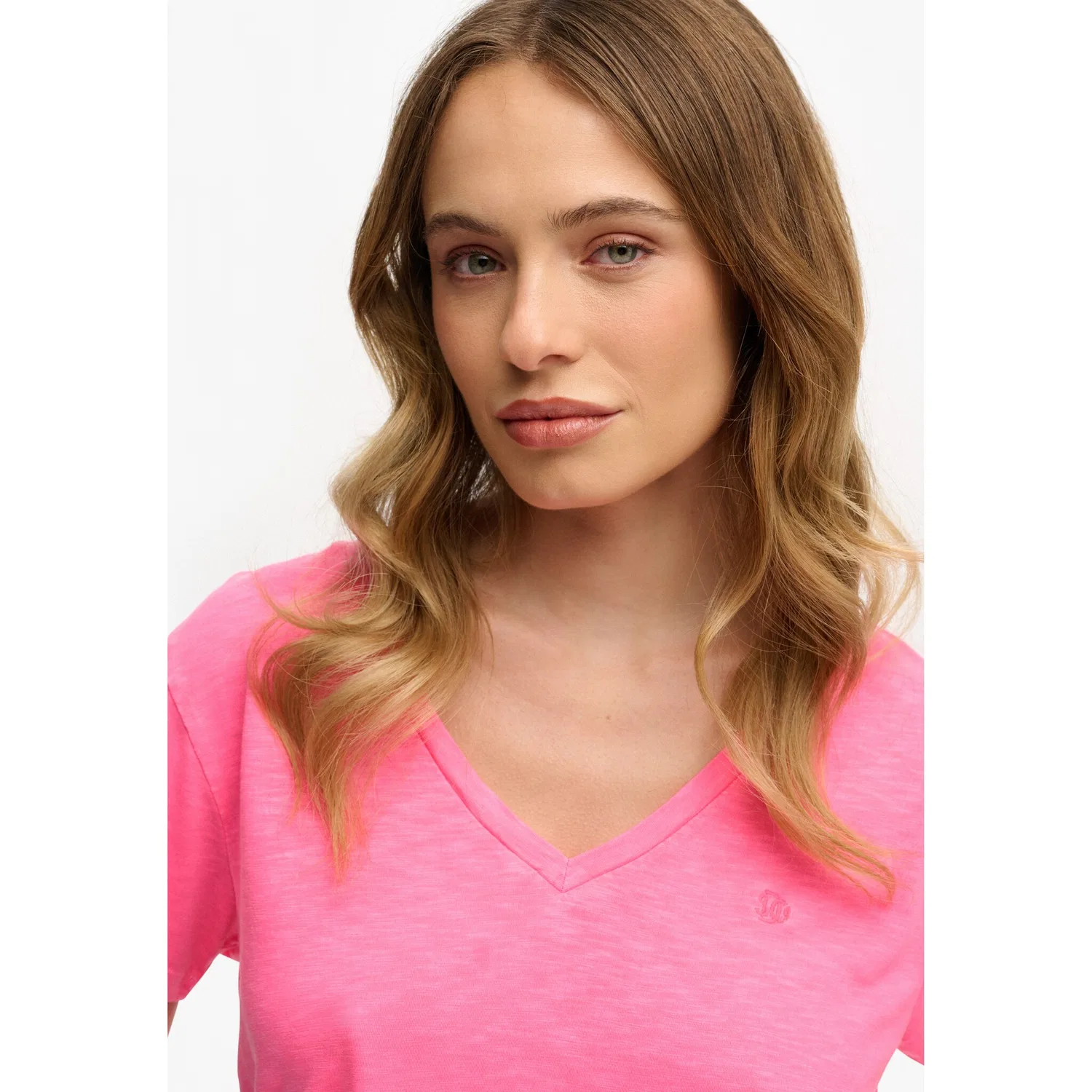 Женская футболка с V-образным вырезом Superdry, Fluro Pink — фото 4
