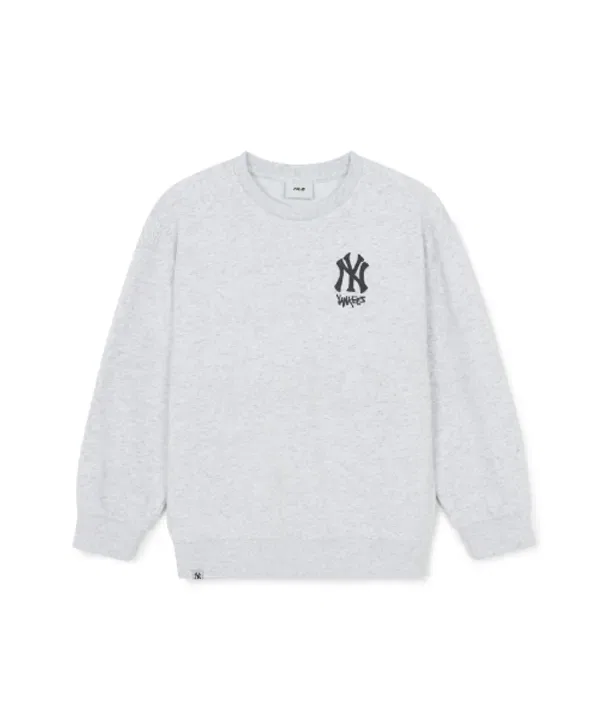 Свитшот с принтом Street Basic, Mlb Kids, серый меланж — фото 3