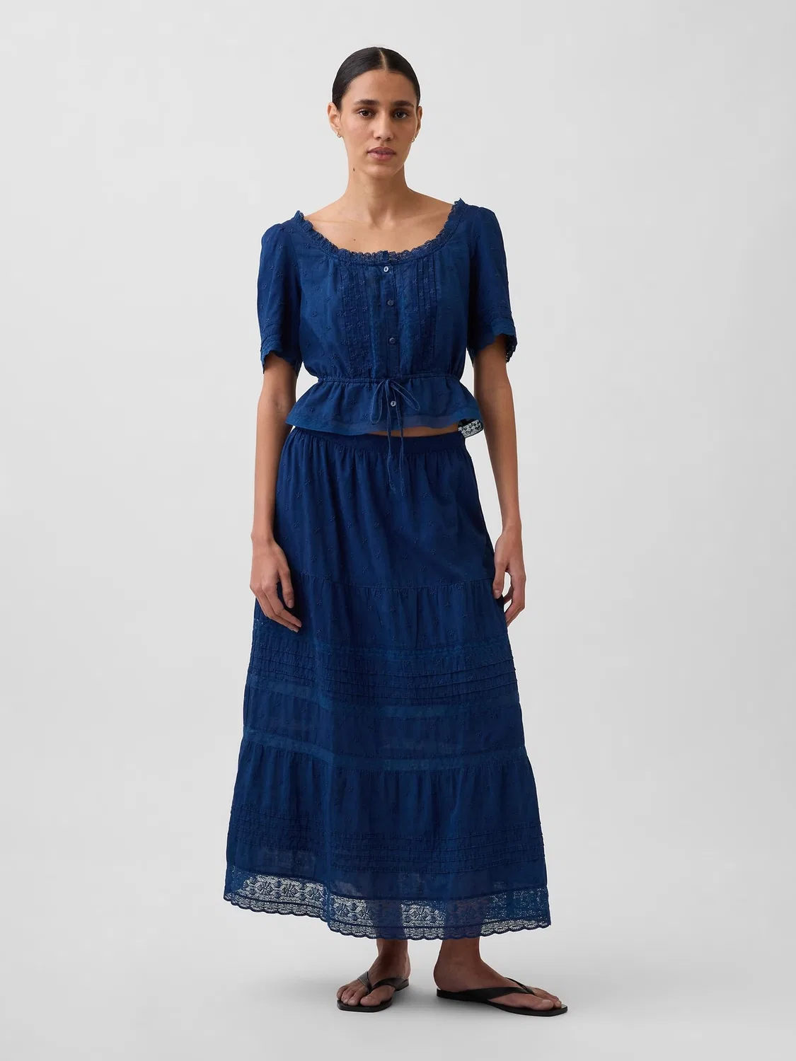 Юбка макси с кружевной отделкой Gap Blue