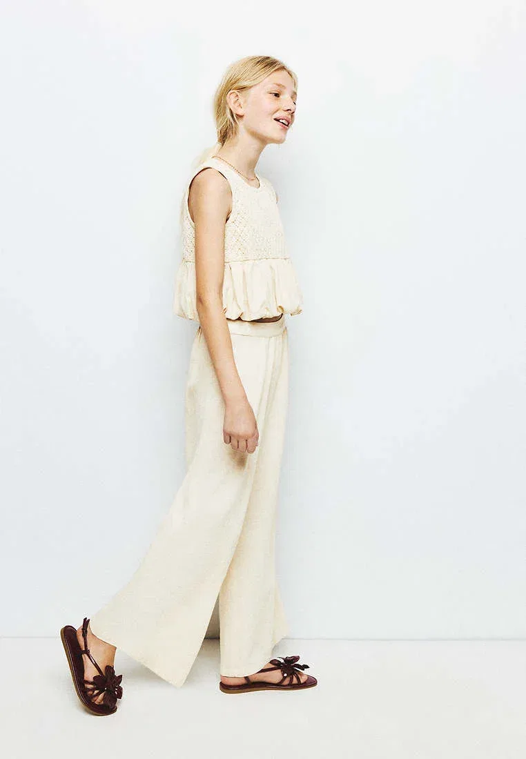 Детский - штаны Mango Kids, Off-White — фото 2