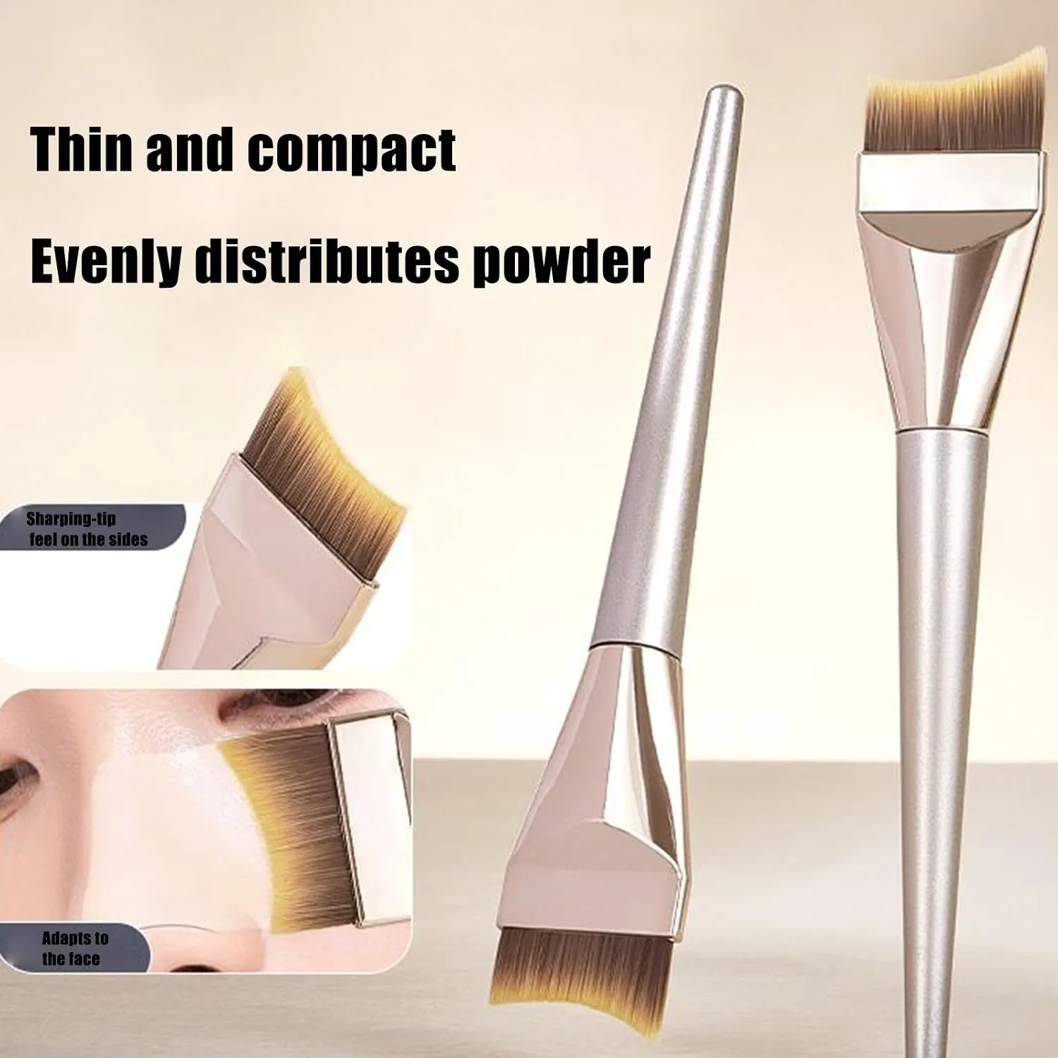 Кисть для тонального крема, плоская, бренд Generic, G1135 Crescent Foundation Brush — фото 4