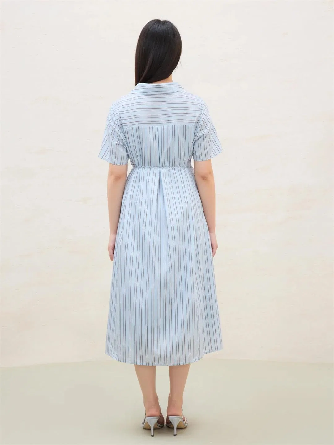 Женское платье-рубашка с перекрестным воротником офисное Casual, Sky Blue — фото 3