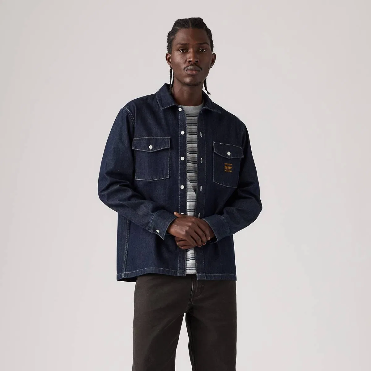 Свободная джинсовая рабочая рубашка с длинными рукавами Levi's, Rinse Work Repeat - Dark Wash — фото 3