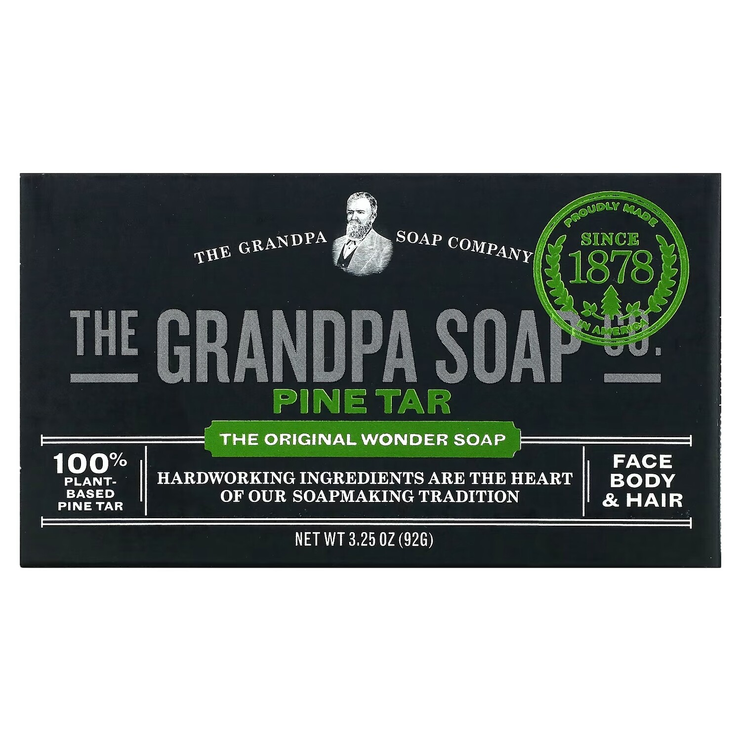 

The Grandpa Soap Co., Мыло для лица, тела и волос, сосновый деготь, 92 г (3,25 унции)