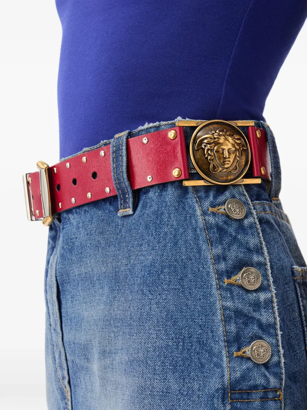 Мини-юбка из денима Versace, синий — фото 4
