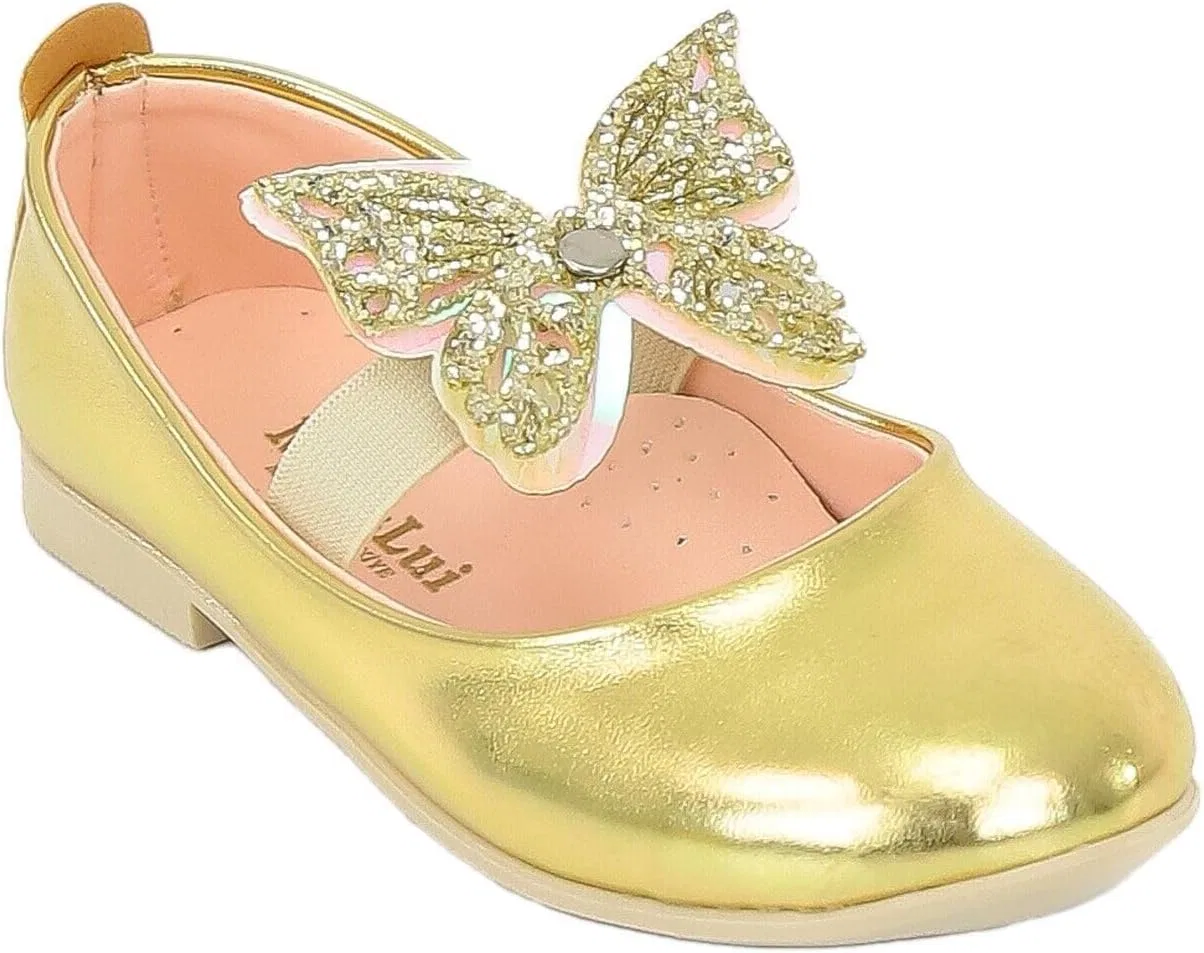 Детские туфли-балетки для девочек с блестками Mary Janes SIRRI, Gold