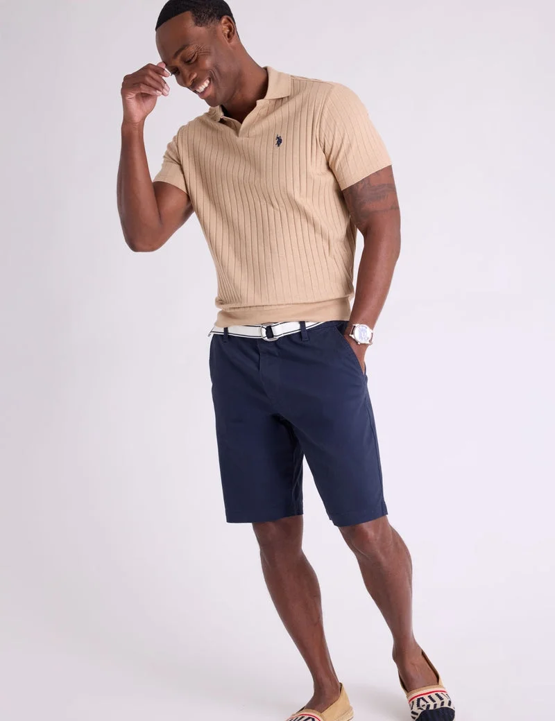 Мужские шорты U.S. Polo Assn. Hartford Belted, темно-синий — фото 3