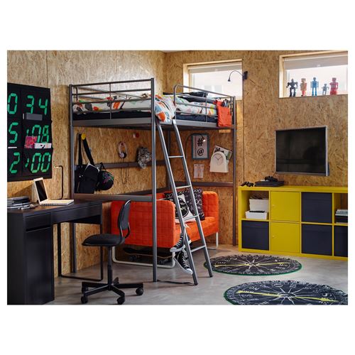 Двухъярусная кровать IKEA Svarta, 90x200 см, серебристый — фото 2