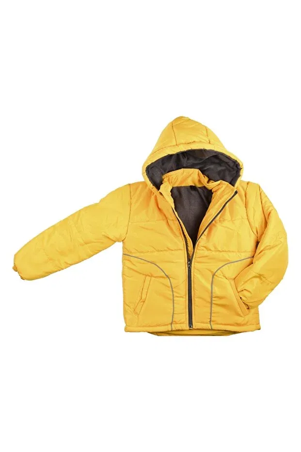 Детское зимнее пальто для девочек на флисе с капюшоном Maibella, Yellow