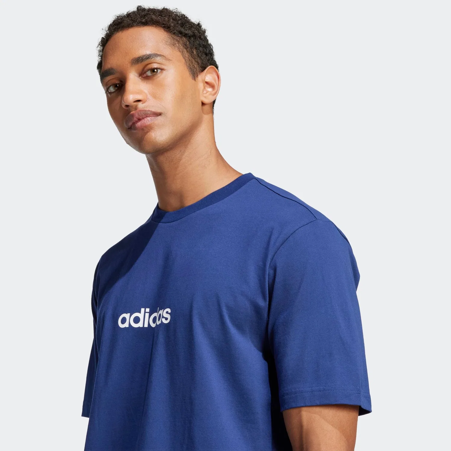 Детская футболка с опущенным плечом Adidas Sportswear, Dark Blue/White — фото 4
