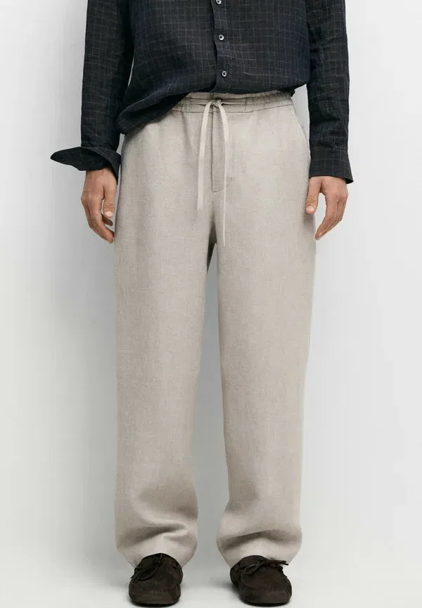 Брюки из льна Trousers Massimo Dutti, бежевый