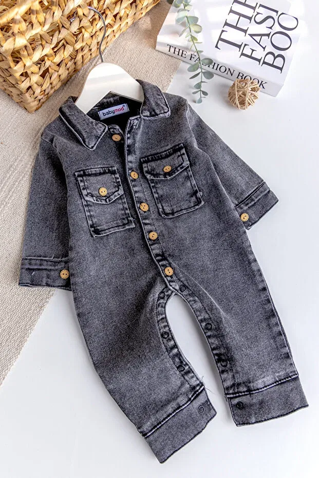 Детский джинсовый комбинезон для мальчиков с длинным рукавом Babymod, Smoke Grey — фото 2