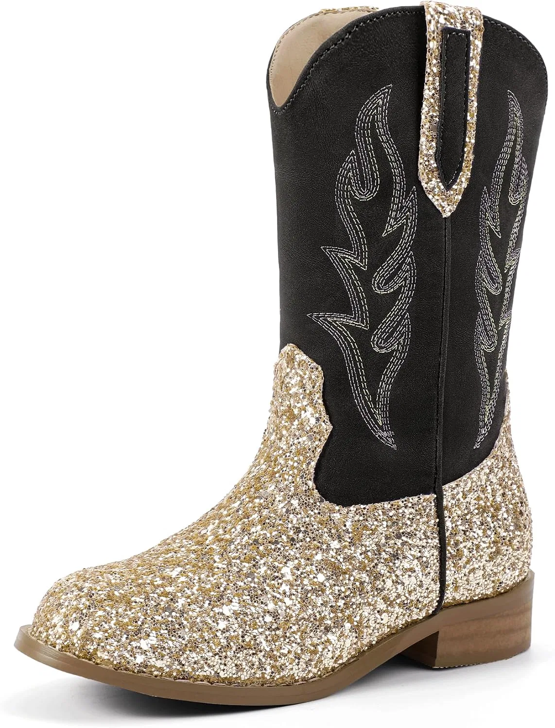 Детские сапоги для девочек с вышивкой Cowgirl Boots Hehainom, Goldsequin