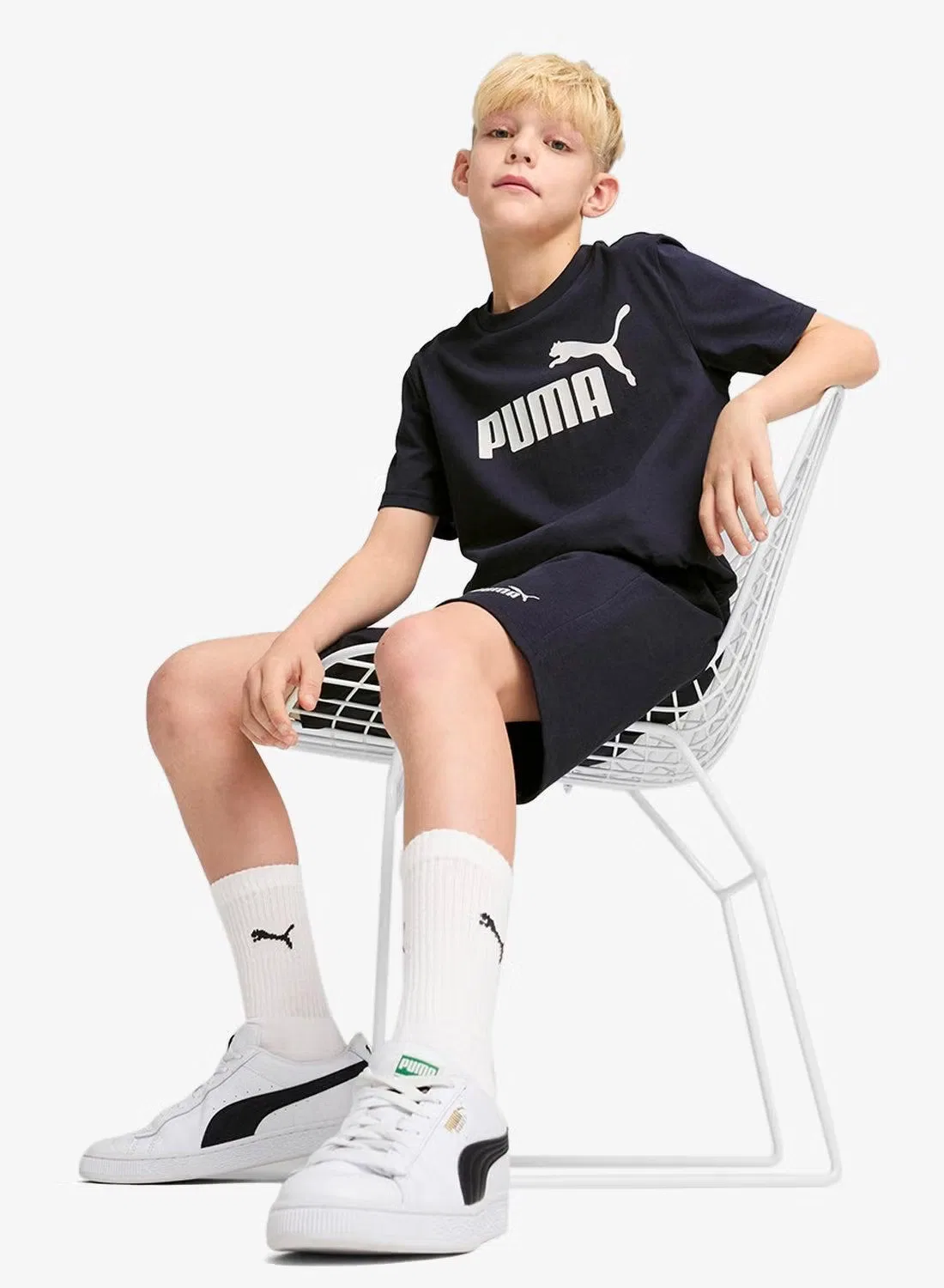 Шорты с логотипом Youth Essential No. 1 Logo Puma, темно-синий — фото 3