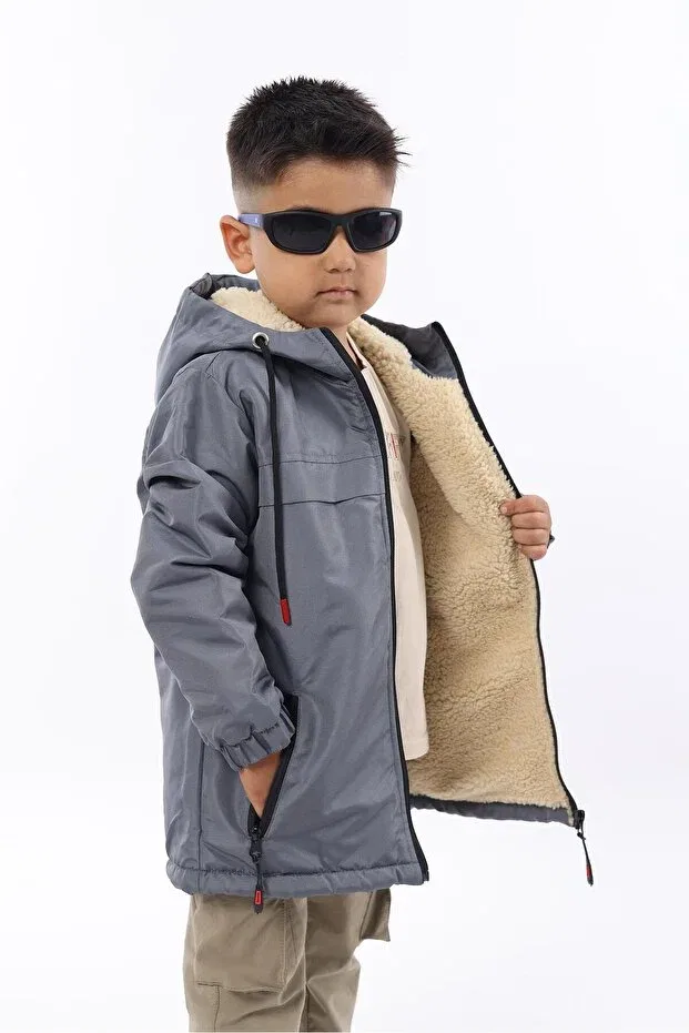 Детское зимнее пальто для девочек водоотталкивающее Fluend Moda, Smoke Grey