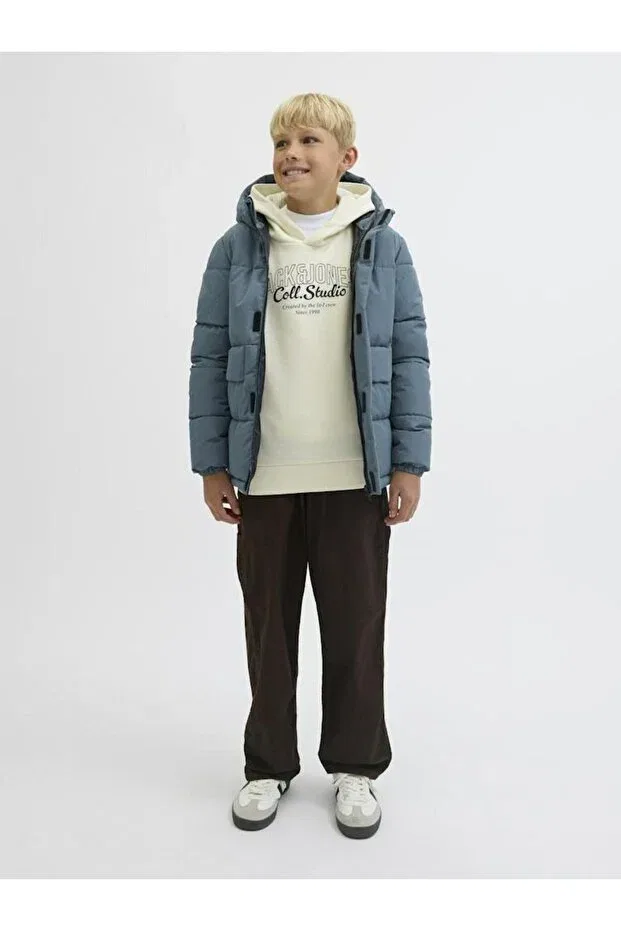 Детское пальто для девочек с капюшоном Jack & Jones, Blue — фото 3