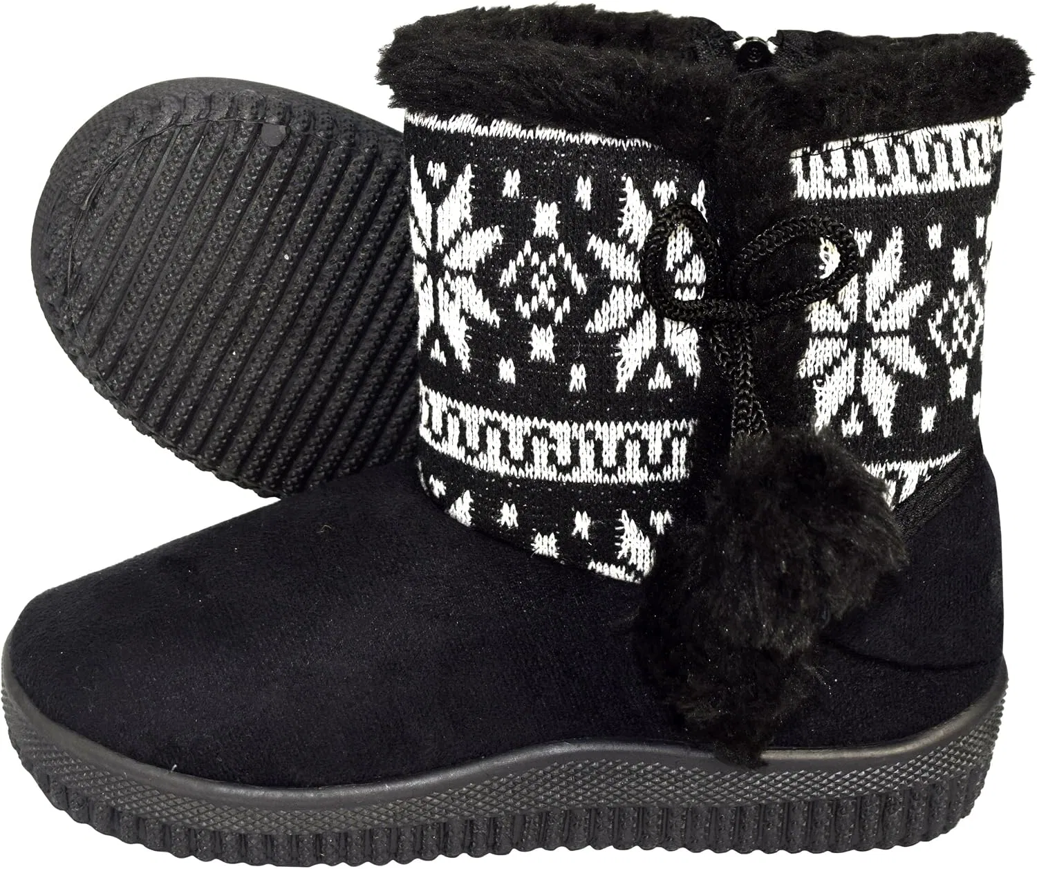 Детские зимние сапоги с искусственным замшем и мехом Snowflake Peach Couture, Black — фото 3
