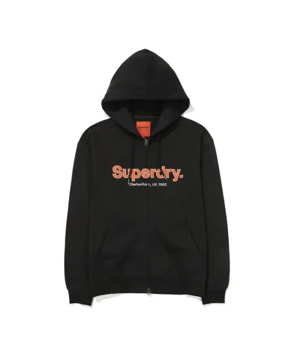 Худи с капюшоном, двустороннее, с большим логотипом, Superdry, черный