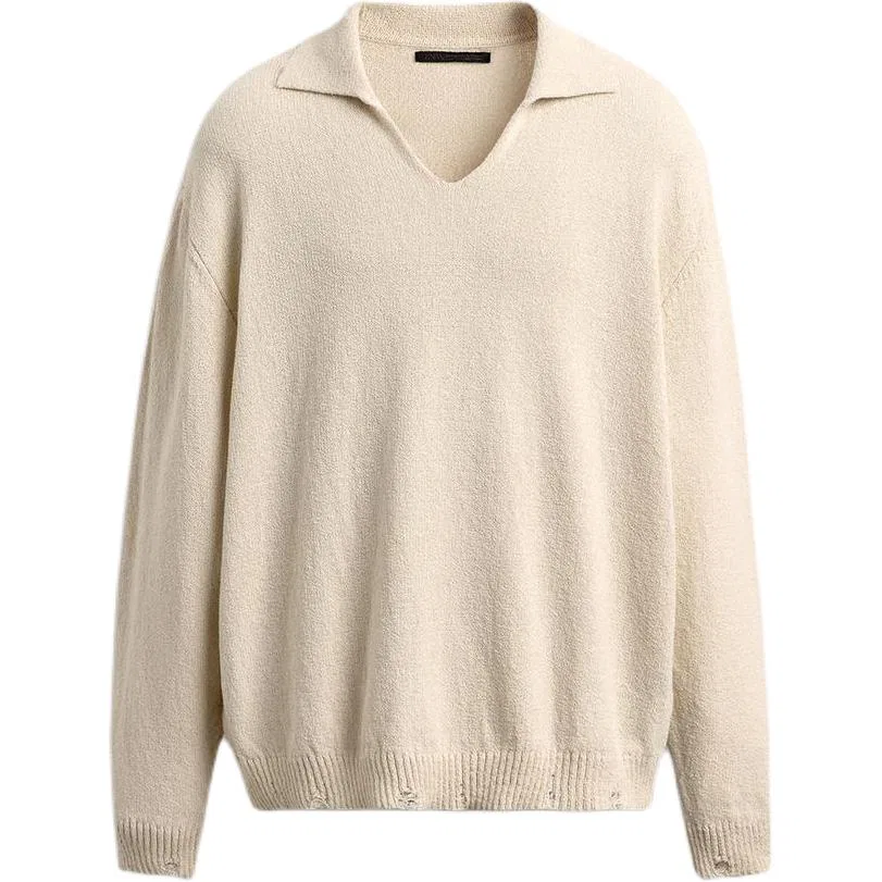 Мужское поло с воротником Raw White ZARA, Raw White
