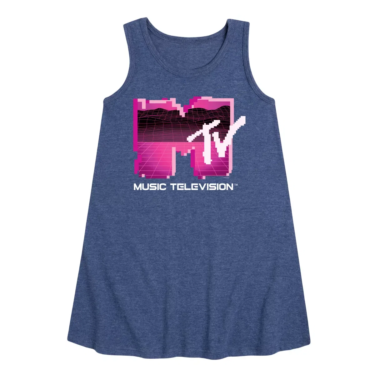 Детское платье-трапеция без рукавов Retro Gamer Logo MTV, Heather Navy