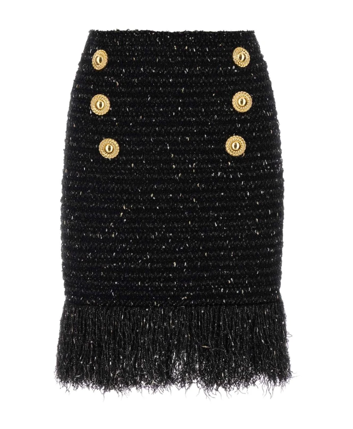 

Твидовая юбка R классический фасон Balmain, черный