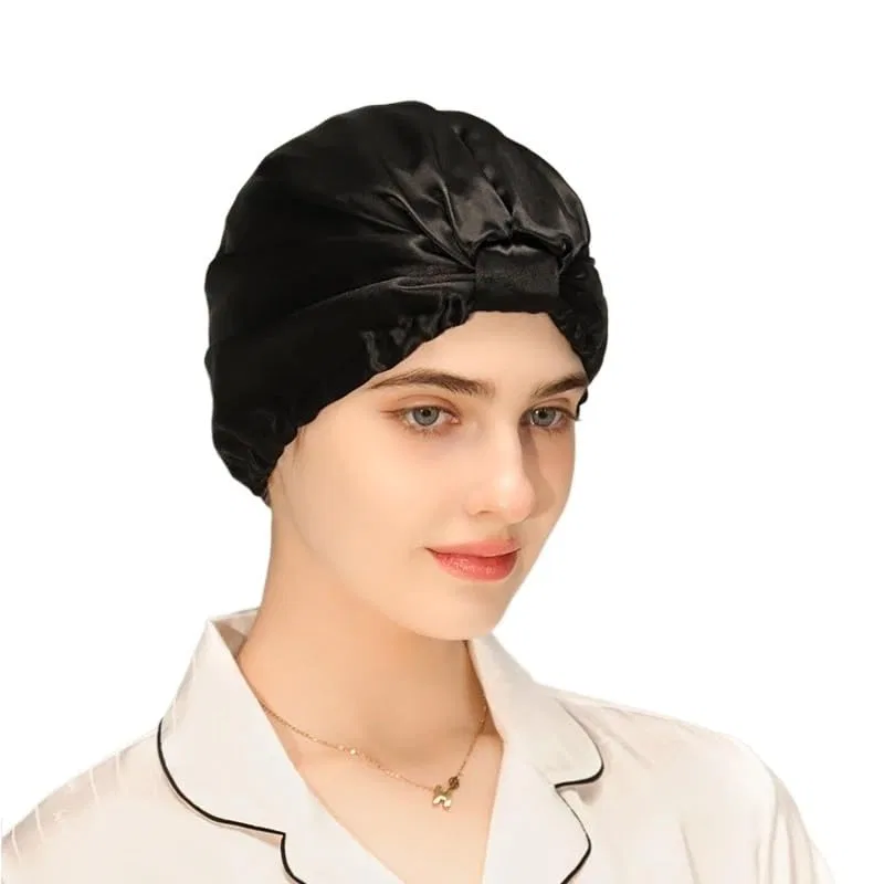 Шелковая шапочка для сна, MKLHAVB, 1 шт, 54-58 см, Black
