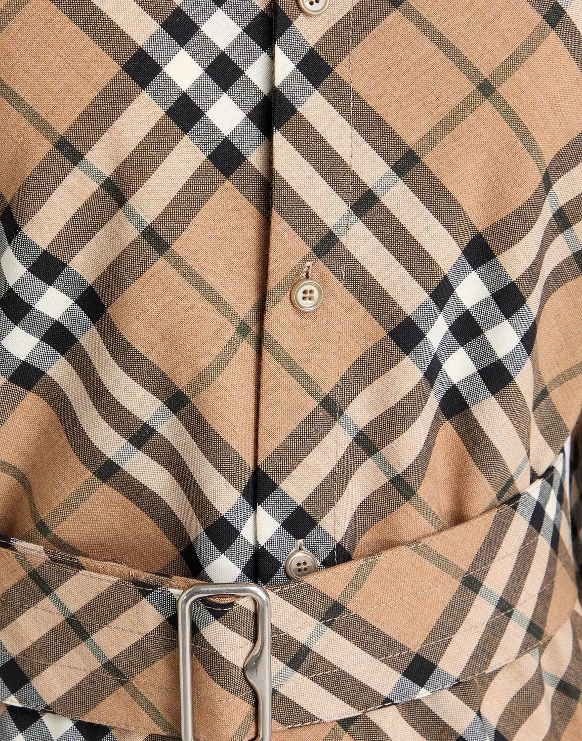Женское платье-рубашка с принтом Burberry, бежевый — фото 4