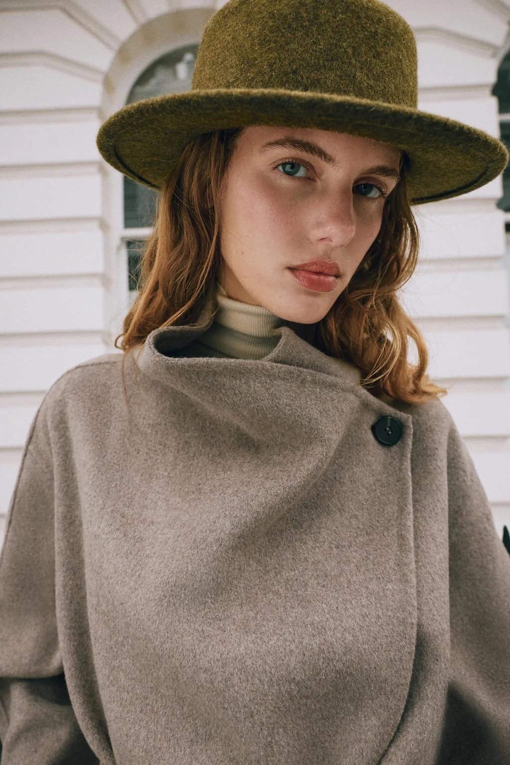Пальто Zara с запахом из шерсти, коричнево‑бежевый — фото 4