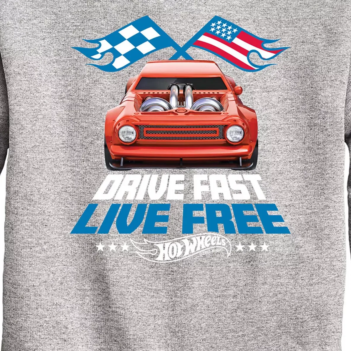 Детский свитшот с принтом Drive Fast Live Free Hot Wheels, Athletic Heather — фото 2